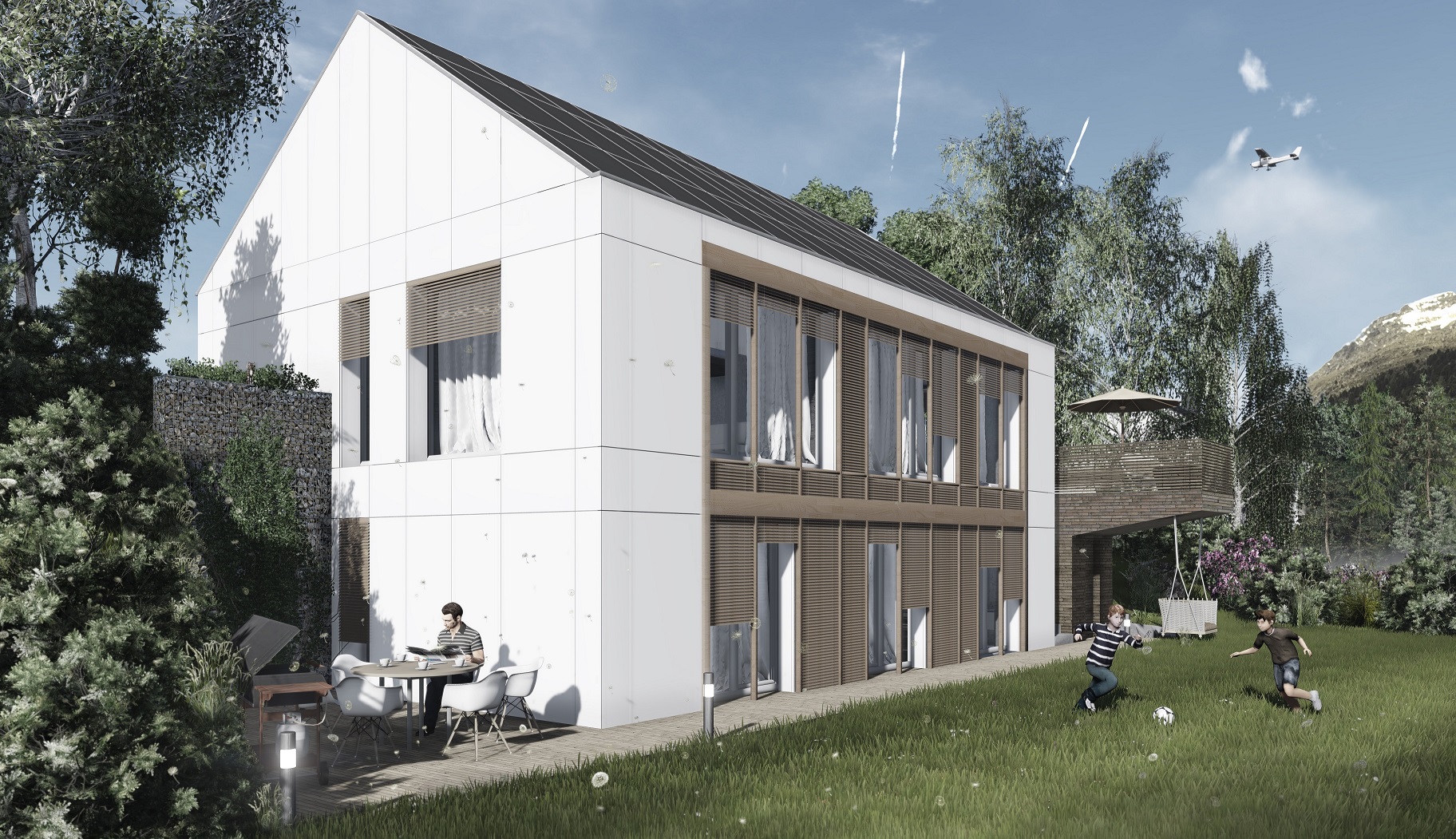 Projekt domu pasywnego DAS HAUS III Domy Czystej Energii widok od ogrodu