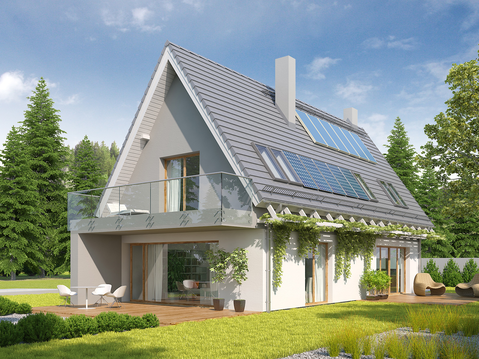 Projekt domu Z WIDOKIEM Domy Czystej Energii widok od ogrodu