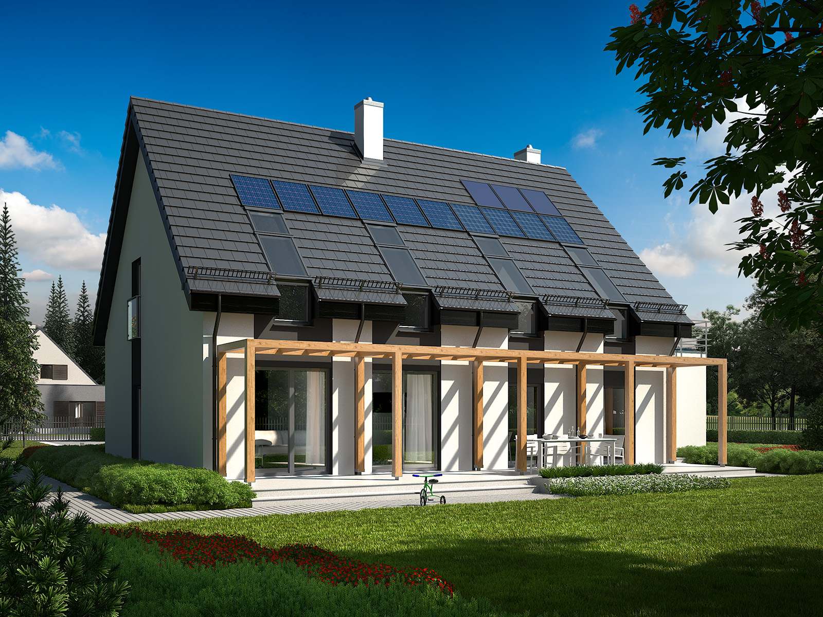 Projekt domu RYTM Domy Czystej Energii widok od ogrodu