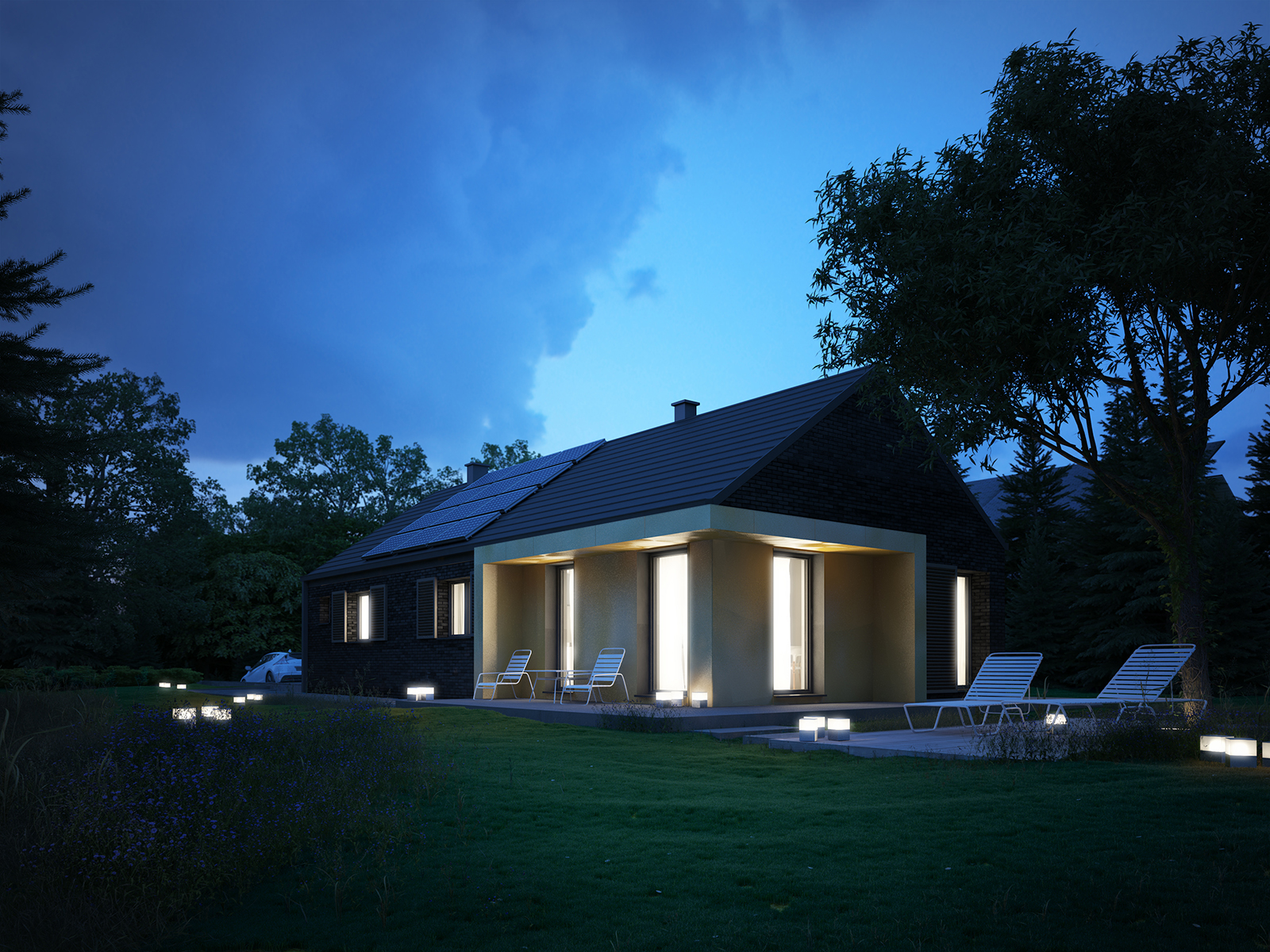 Projekt domu MINIMALNY Domy Czystej Energii widok od ogrodu