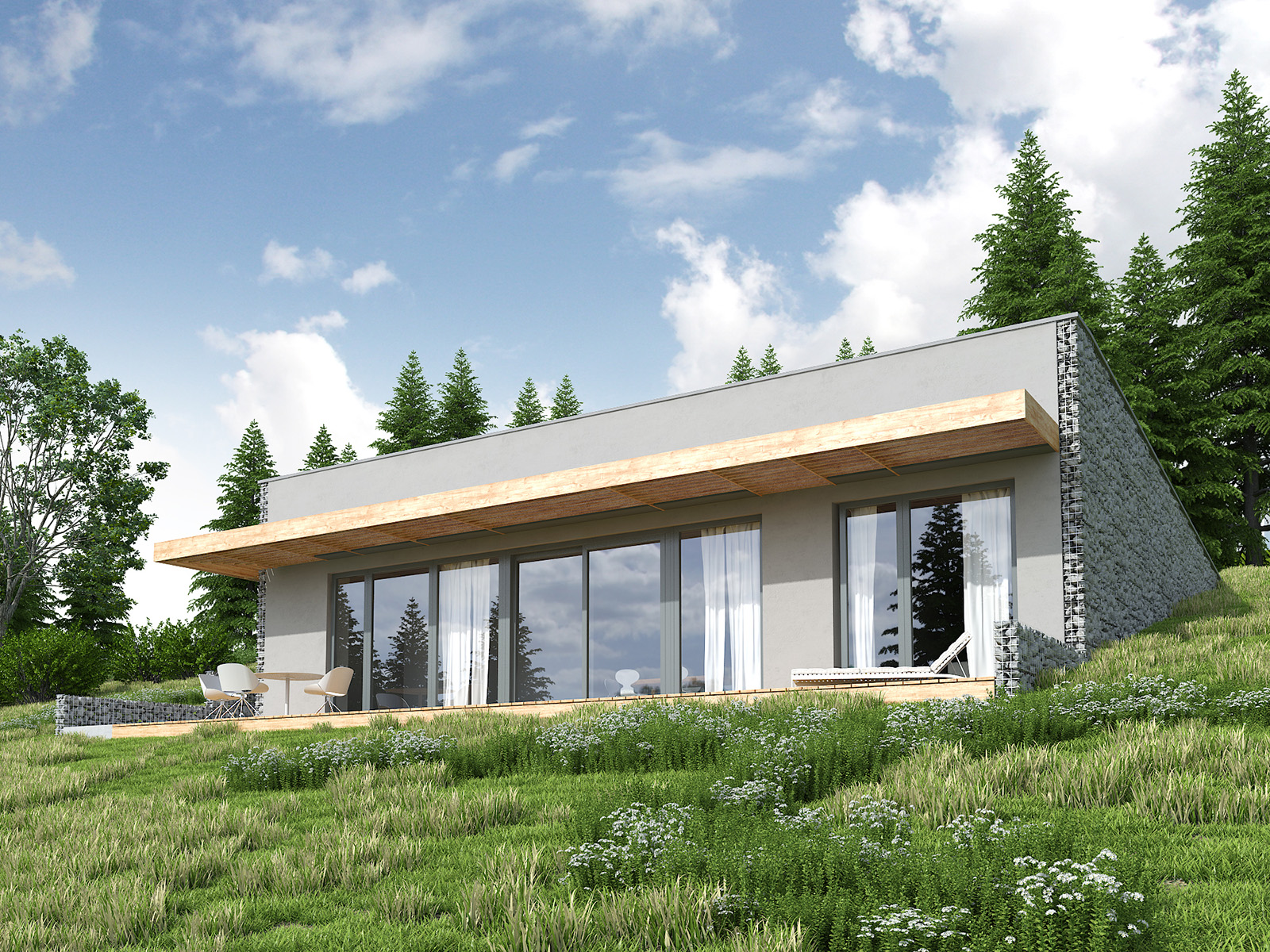 Projekt domu Z WIDOKIEM NA SŁOŃCE Domy Czystej Energii widok od ogrodu