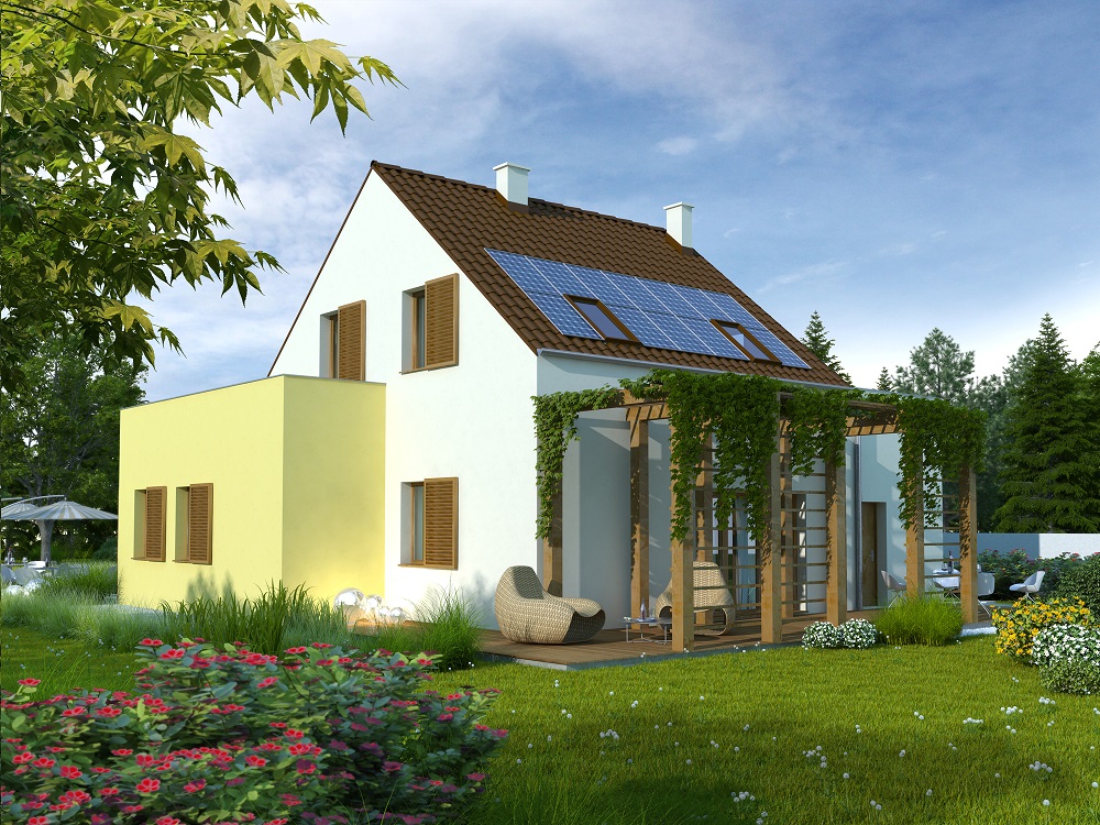 Projekt domu EKOOSTOJA Domy Czystej Energii widok od ogrodu