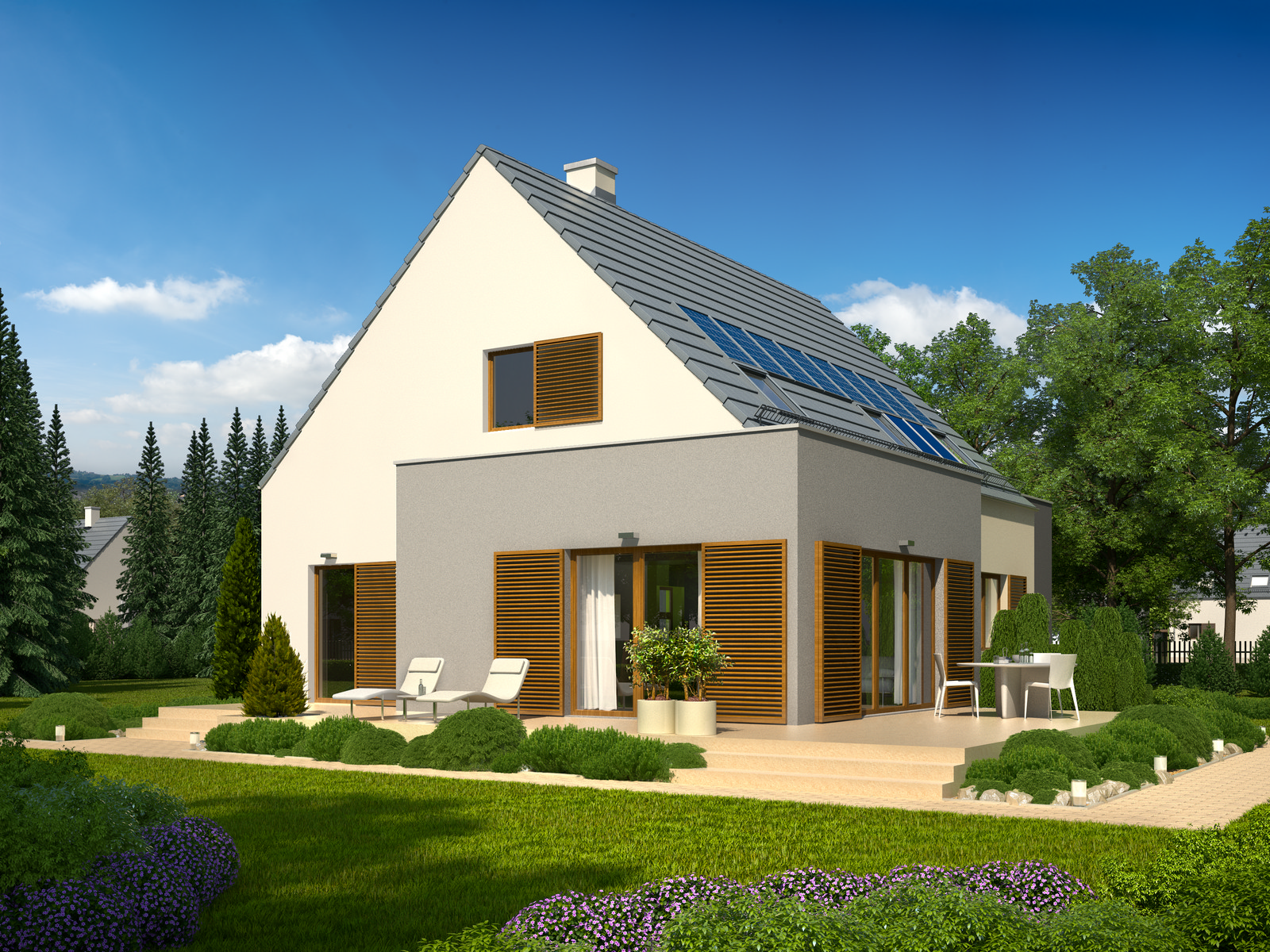 Projekt domu FRONTOWY Domy Czystej Energii widok od ogrodu