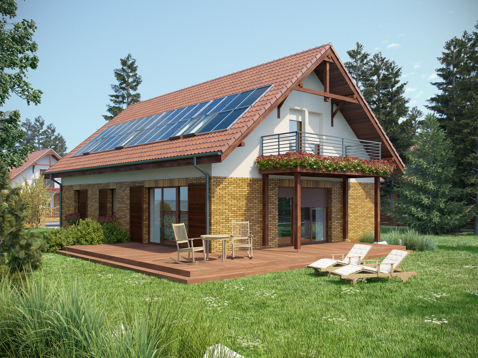 Projekt domu SWOJSKI Domy Czystej Energii widok od ogrodu