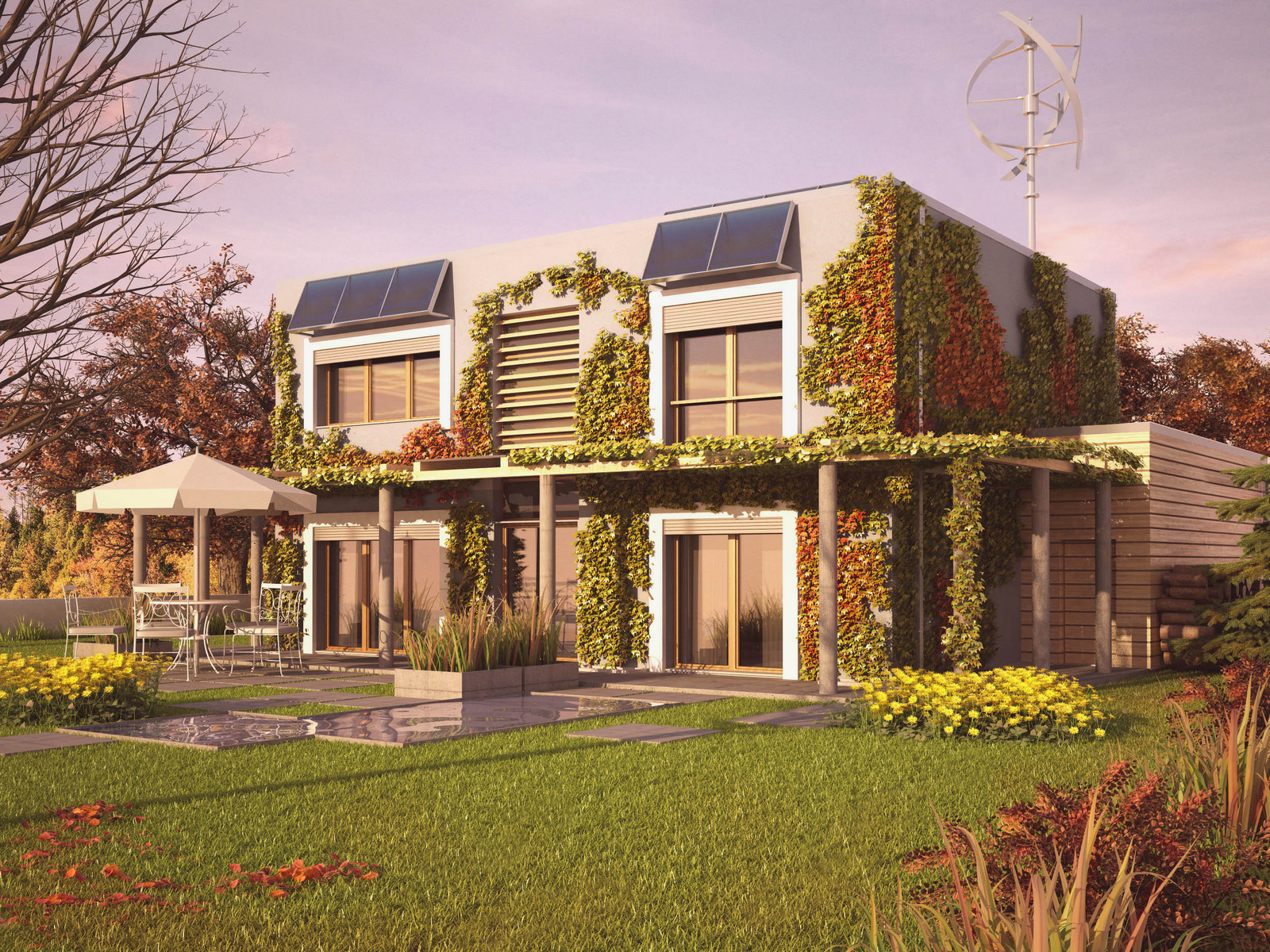Projekt domu ZIELONY Domy Czystej Energii widok od ogrodu