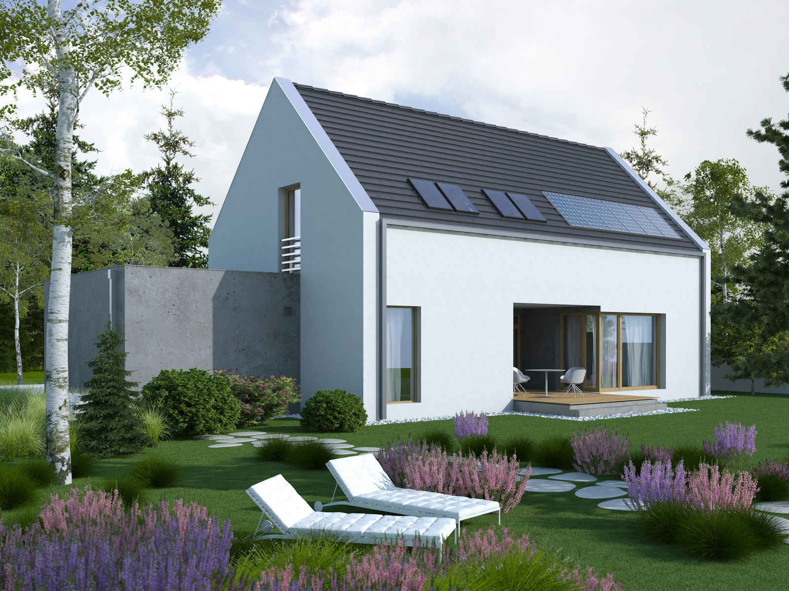 Projekt domu Z WNĘKĄ Domy Czystej Energii widok od ogrodu