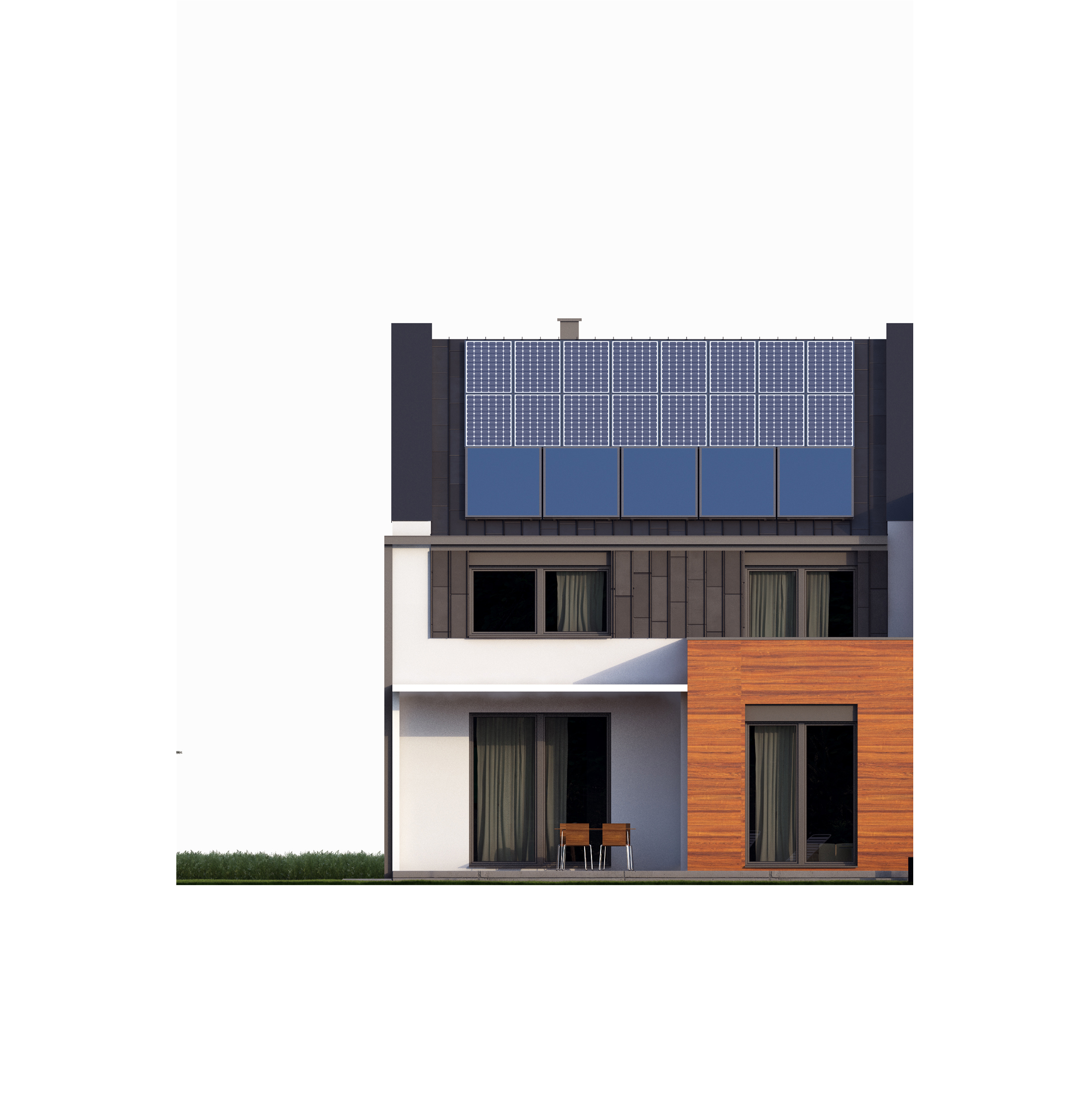 Projekt domu TWIN MODERN B Domy Czystej Energii elewacja tylna
