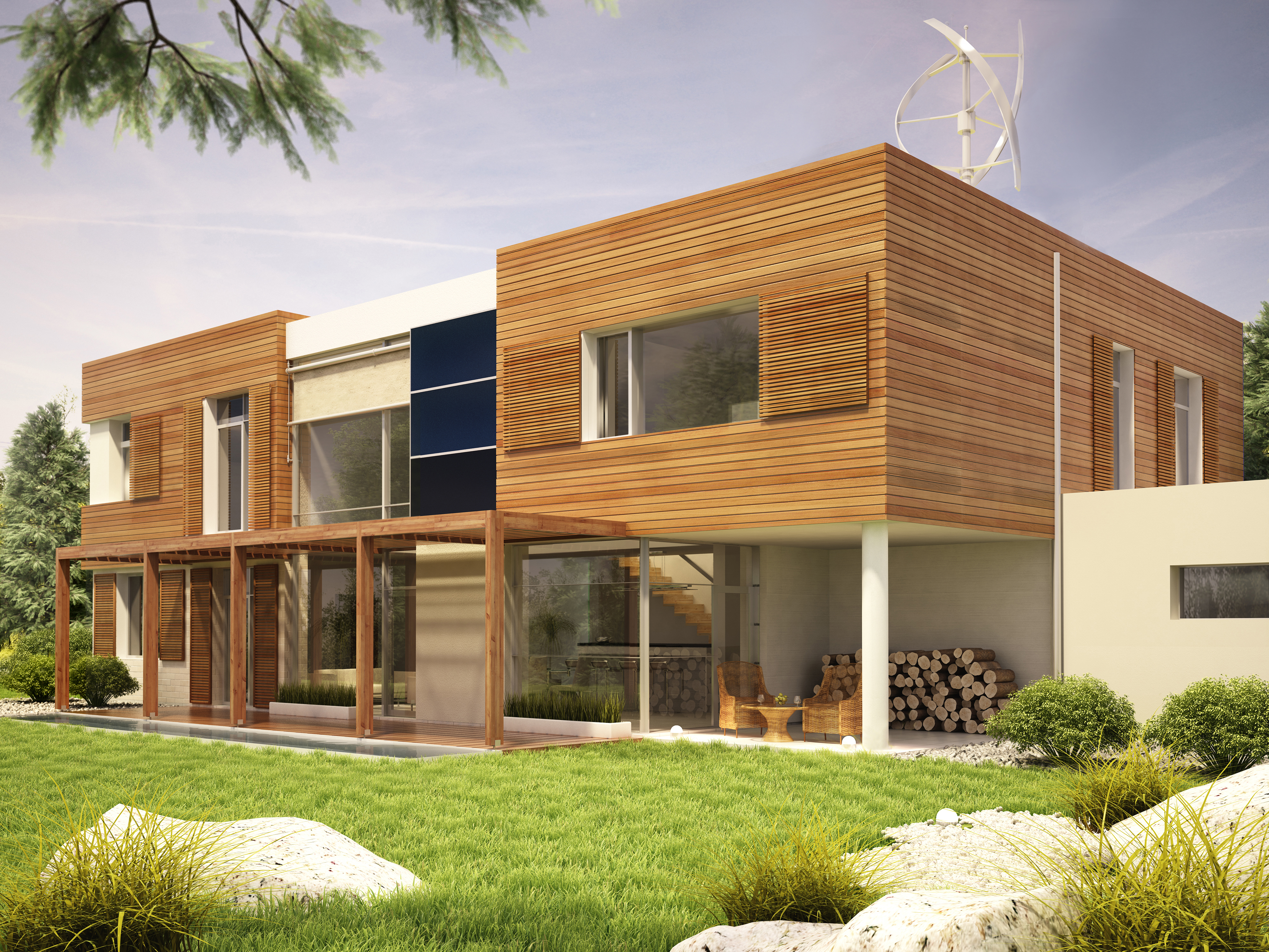 Projekt domu KOMFORTOWY Domy Czystej Energii widok od ogrodu